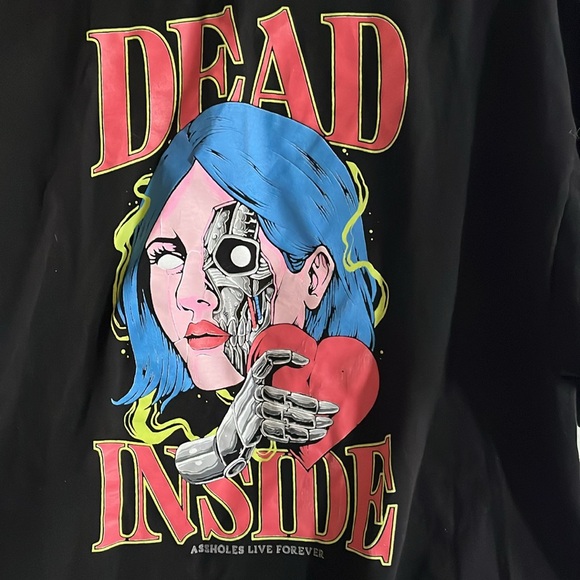 LINDA FINEGOLD A$$HOLES LIVE FOREVER Size XL Black Graphic Tee - Dead Inside - Picture 6 of 6